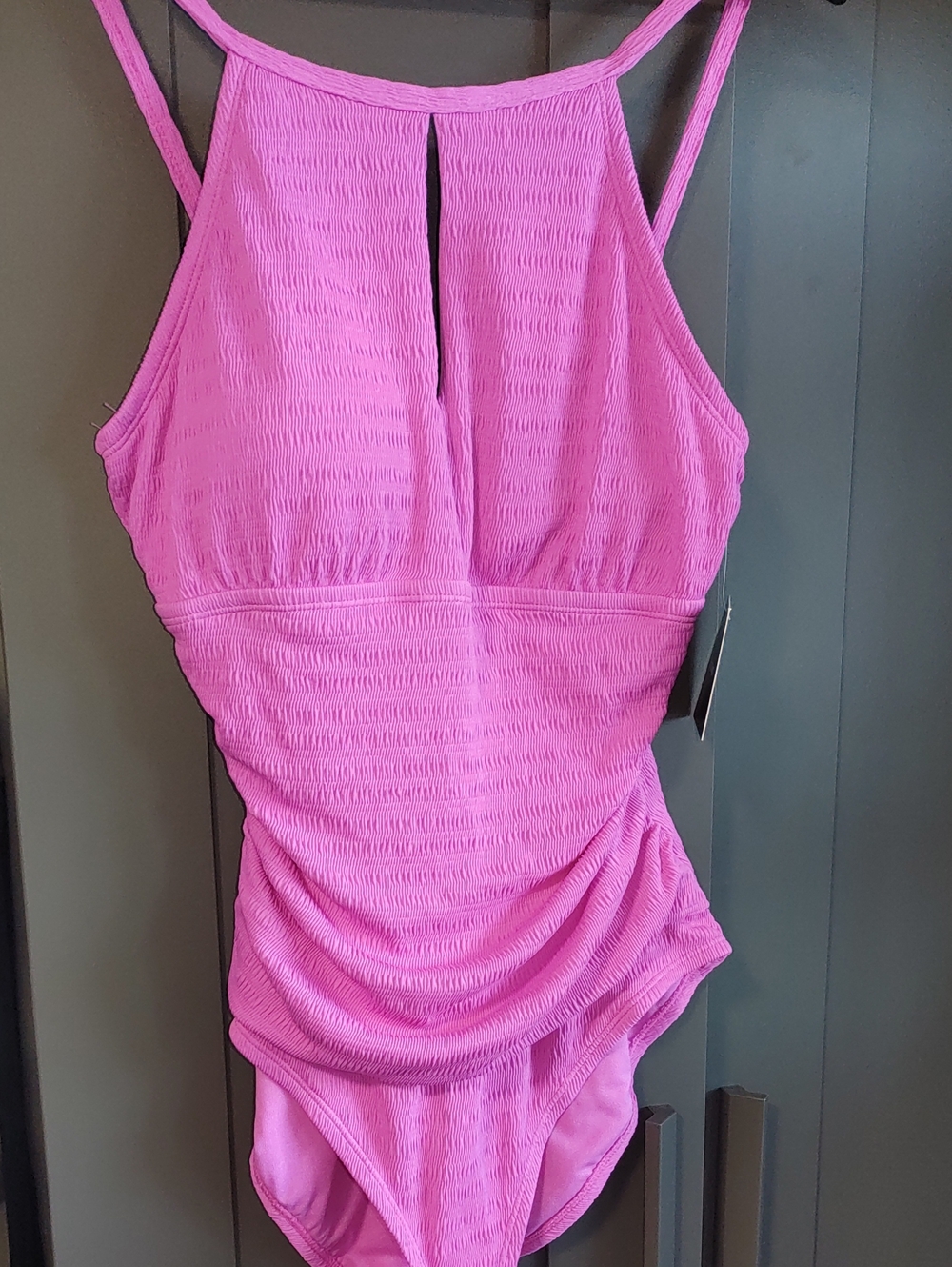 Ellen Tracy Textured Hot Pink One-Piece Swimsuit